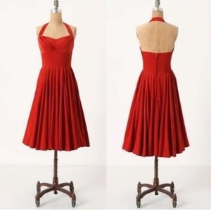 Girls From Savoy orange corduroy halter fit and flare dress